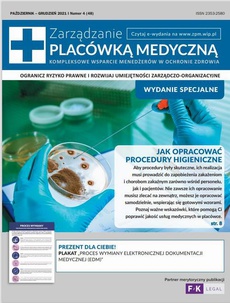 The cover of the book titled: Zarządzanie placówką medyczną + gratis plakat PROCES WYMIANY ELEKTRONICZNEJ DOKUMENTACJI MEDYCZNEJ - EDM