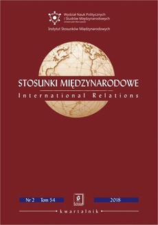 The cover of the book titled: Stosunki Międzynarodowe nr 2(54)/2018