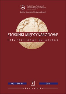 The cover of the book titled: Stosunki Międzynarodowe nr 3(54)/2018