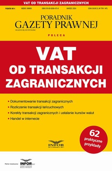 Обложка книги под заглавием:VAT od transakcji zagranicznych Podatki 4/2024
