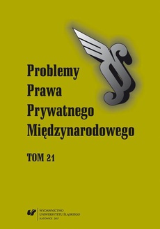 The cover of the book titled: „Problemy Prawa Prywatnego Międzynarodowego”. T. 21