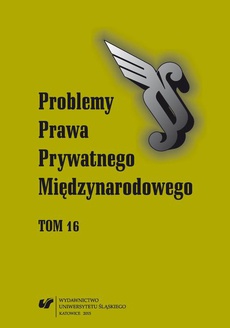 The cover of the book titled: „Problemy Prawa Prywatnego Międzynarodowego”. T. 16