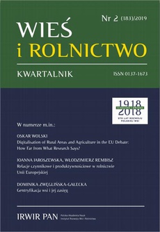 Okładka książki o tytule: Wieś i Rolnictwo nr 2(183)/2019