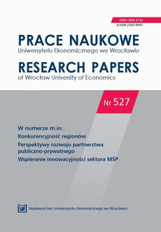 Okładka książki o tytule: Prace Naukowe Uniwersytetu Ekonomicznego we Wrocławiu nr. 527. Wspieranie innowacyjności sektora MŚP
