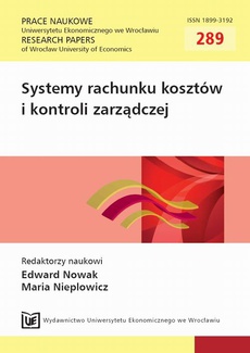 The cover of the book titled: Systemy rachunku kosztów i kontroli zarządczej. PN 289
