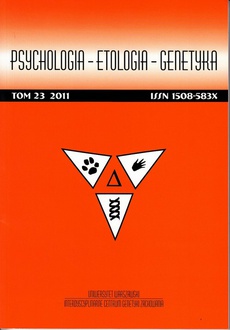 Обложка книги под заглавием:Psychologia-Etologia-Genetyka nr 23/2011