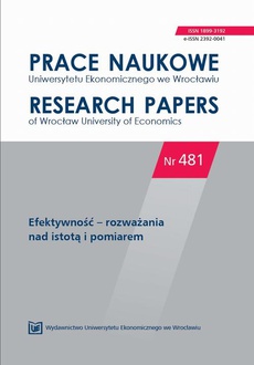 The cover of the book titled: Prace Naukowe Uniwersytetu Ekonomicznego we Wrocławiu nr 481. Efektywność - rozważania nad istotą i pomiarem