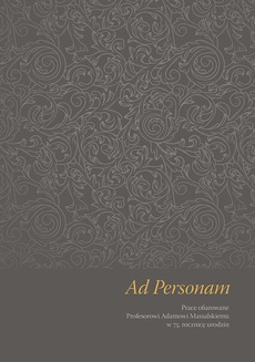 Okładka książki o tytule: Ad Personam. Prace ofiarowane Profesorowi Adamowi Massalskiemu w 75. rocznicę urodzin