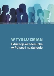 Обложка книги под заглавием:W tyglu zmian. Edukacja akademicka w Polsce i na świecie
