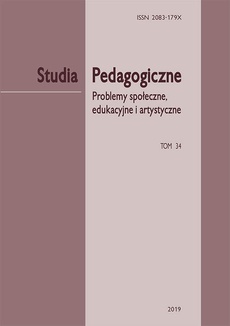Okładka książki o tytule: "Studia Pedagogiczne. Problemy społeczne, edukacyjne i artystyczne”, t. 34