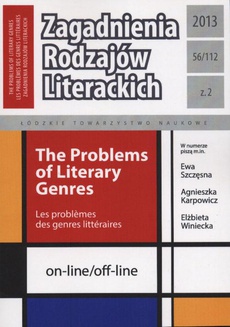 The cover of the book titled: Zagadnienia Rodzajów Literackich  t. 56 (112) z. 1/2013