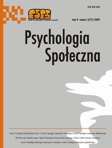 Okładka książki o tytule: Psychologia Społeczna nr 3(11)/2009