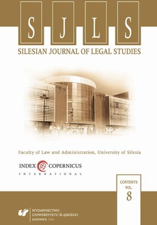 The cover of the book titled: „Silesian Journal of Legal Studies”. Vol. 8