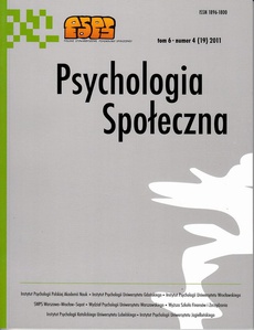 The cover of the book titled: Psychologia Społeczna nr 4(19)/2011