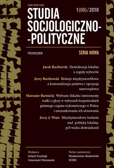 Okładka książki o tytule: Studia Socjologiczno-Polityczne 1(08)/2018