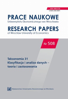 The cover of the book titled: Prace Naukowe Uniwersytetu Ekonomicznego we Wrocławiu nr. 508. Taksonomia 31. Klasyfikacja i analiza danych - teoria i zastosowania