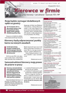 Обложка книги под заглавием:Kierowca w firmie wrzesień 2013 nr 61