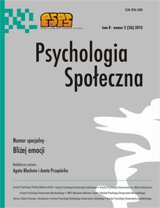 The cover of the book titled: Psychologia Społeczna nr 3(26)/2013