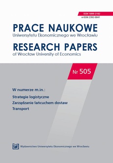 The cover of the book titled: Prace Naukowe Uniwersytetu Ekonomicznego we Wrocławiu nr. 505. Strategie logistyczne, zarządzanie łańcuchem dostaw. Transport.