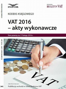 Обложка книги под заглавием:VAT 2016 AKTY WYKONAWCZE