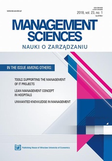 Обложка книги под заглавием:Management Sciences. Nauki o zarządzaniu 23/1