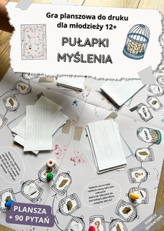 The cover of the book titled: Gra planszowa dla młodzieży 12+ "Pułapki myślenia". Pomoc edukacyjna do druku