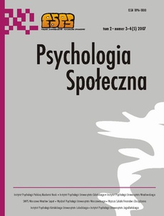 The cover of the book titled: Psychologia Społeczna nr 3-4(5)/2007