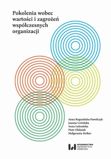 The cover of the book titled: Pokolenia wobec wartości i zagrożeń współczesnych organizacji