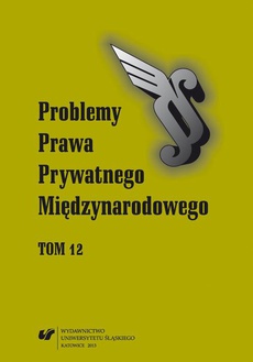 The cover of the book titled: „Problemy Prawa Prywatnego Międzynarodowego”. T. 12