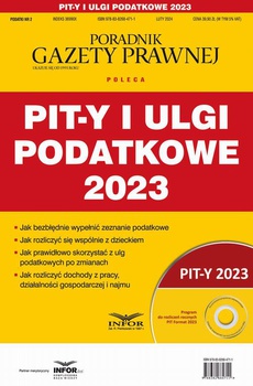 Обложка книги под заглавием:Pity i ulgi podatkowe 2023 Podatki 2/2024
