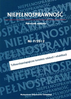 Обложка книги под заглавием:Niepełnosprawność, Nr 7. Tyflosurdopedagogiczne konteksty edukacji i rehabilitacji