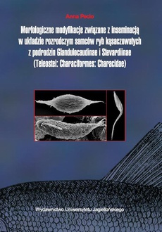 The cover of the book titled: Morfologiczne modyfikacje związane z inseminacją w układzie rozrodczym samców ryb kąsaczowatych z podrodzin Glandulocaudinae i Stevardiinae (Teleostei: Characiformes: Characidae)