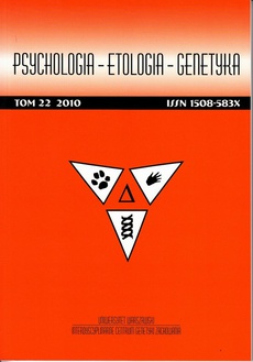 Обложка книги под заглавием:Psychologia-Etologia-Genetyka nr 22/2010