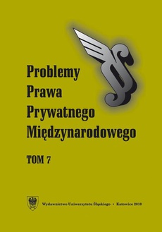 The cover of the book titled: „Problemy Prawa Prywatnego Międzynarodowego”. T. 7