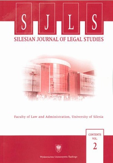 The cover of the book titled: „Silesian Journal of Legal Studies”. Contents Vol. 2