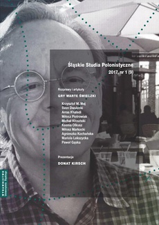 The cover of the book titled: „Śląskie Studia Polonistyczne” 2017, nr 1 (9): Rozprawy i artykuły: „Gry warte świeczki”. Prezentacje: Donat Kirsch
