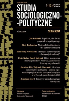 Okładka książki o tytule: Studia Socjologiczno-Polityczne 1(12)2020