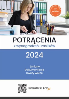 The cover of the book titled: Potrącenia z wynagrodzeń i zasiłków 2024