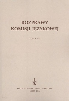 The cover of the book titled: Rozprawy Komisji Językowej t. 63