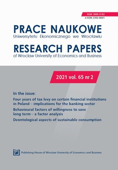 The cover of the book titled: Prace Naukowe Uniwersytetu Ekonomicznego we Wrocławiu 65/2. Four years of tax levy on certain fi nancial institutions in Poland – implications for the banking sector