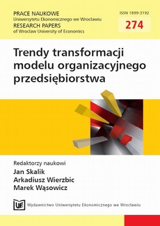 The cover of the book titled: Trendy transformacji modelu organizacyjnego przedsiębiorstwa. PN 274