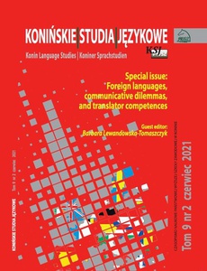 The cover of the book titled: Konińskie Studia Językowe Tom 9 Nr 2 2021