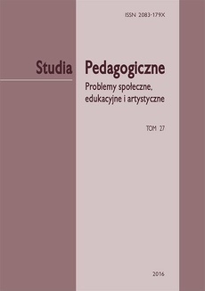 Обложка книги под заглавием:Studia Pedagogiczne. Problemy społeczne, edukacyjne i artystyczne, t. 27