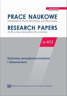 The cover of the book titled: Prace Naukowe Uniwersytetu Ekonomicznego we Wrocławiu nr 472. Dylematy zarządzania kosztami i dokonaniami