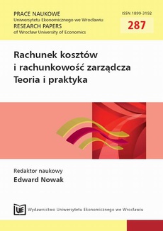 Обложка книги под заглавием:Rachunek kosztów  i rachunkowość zarządcza Teoria i praktyka. PN 287