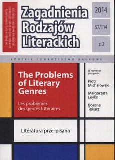 Обложка книги под заглавием:Zagadnienia Rodzajów Literackich t. 57 (114) z. 2/2014