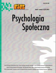 The cover of the book titled: Psychologia Społeczna nr 4(27)/2013