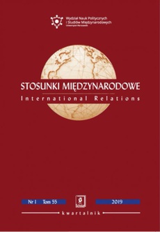 The cover of the book titled: Stosunki Międzynarodowe nr 1(55)/2019