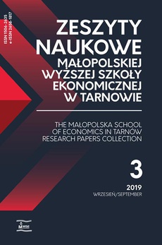 The cover of the book titled: Zeszyty Naukowe Małopolskiej Wyższej Szkoły Ekonomicznej w Tarnowie 3/2019
