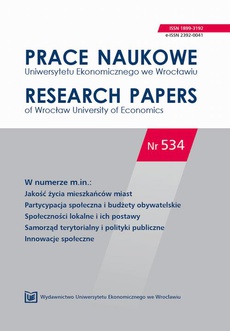The cover of the book titled: Prace Naukowe Uniwersytetu Ekonomicznego we Wrocławiu nr. 534. Jakość życia mieszkańców miast